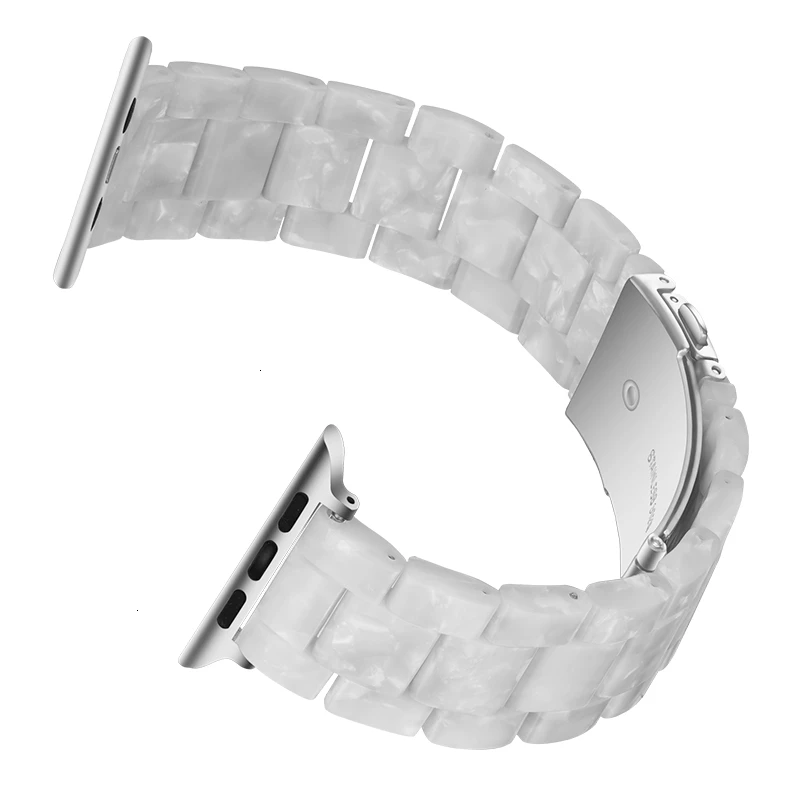 Ремешок из смолы для Apple Watch 44 мм, ремешок iwatch Series 5 4 3 2 1, аксессуары для наручных часов 42 мм, петля 38 мм, сменный Браслет 40 мм - Цвет ремешка: Pearl White