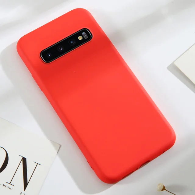 Red 1000Pcs Phone Case For Samsung Galaxy A750 Note 10 Pro 9 8 S10 5G S9 S8 Plus S10e Luxury Soft Gel Rubber Liquid Silicone Cover - Цвет: Red