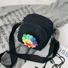 Милый маленький Подсолнух брошь игрушка сумка Холст сплошной цвет сумка женская сумка Универсальная Мода
