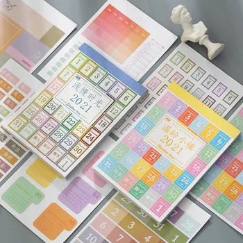 

Yoofun 50sheets Creative Calendar Sticker Pack Label Index Sticker Daily Weekly Monthly To-do List Plan Journaling Scrapbooking