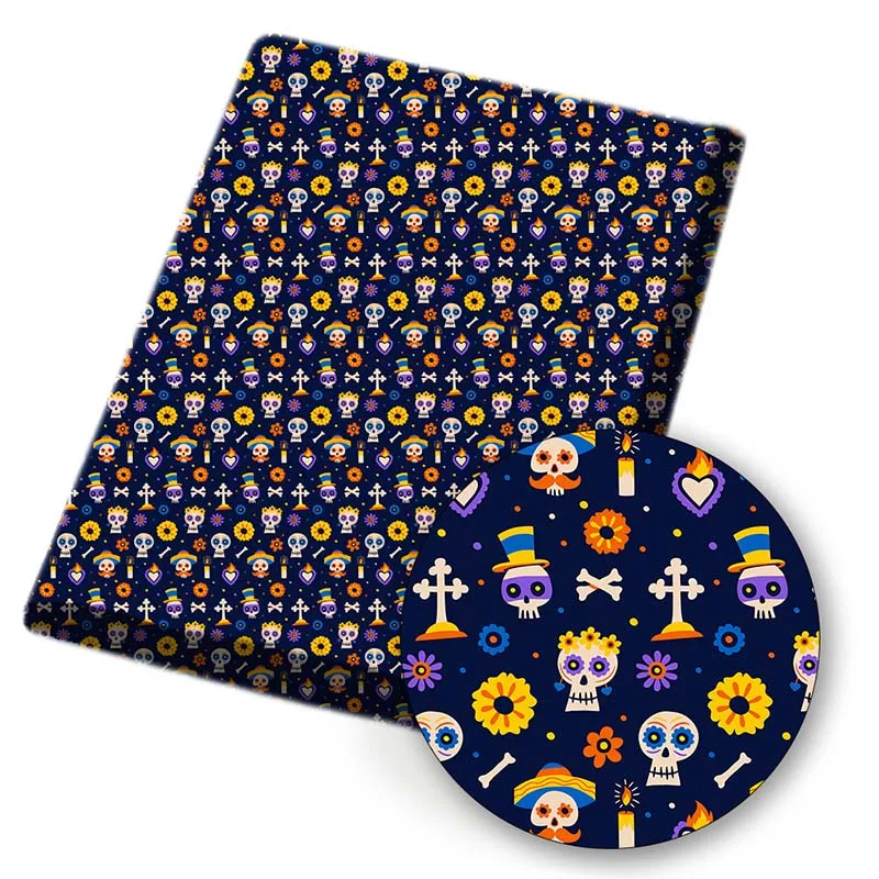 

IBOWS Polyester Cotton Fabric Halloween Theme Printed Fabric Sewing Home Textile Cloth Bag Garment Material 45*150cm 80g/pc