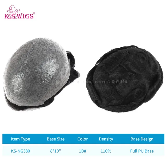 Clearance Multiple Base Men's Wig Indian Human Hair Toupee Density Durable Capillary Prosthesis Hair Replacement Systems KS-NG380-1B