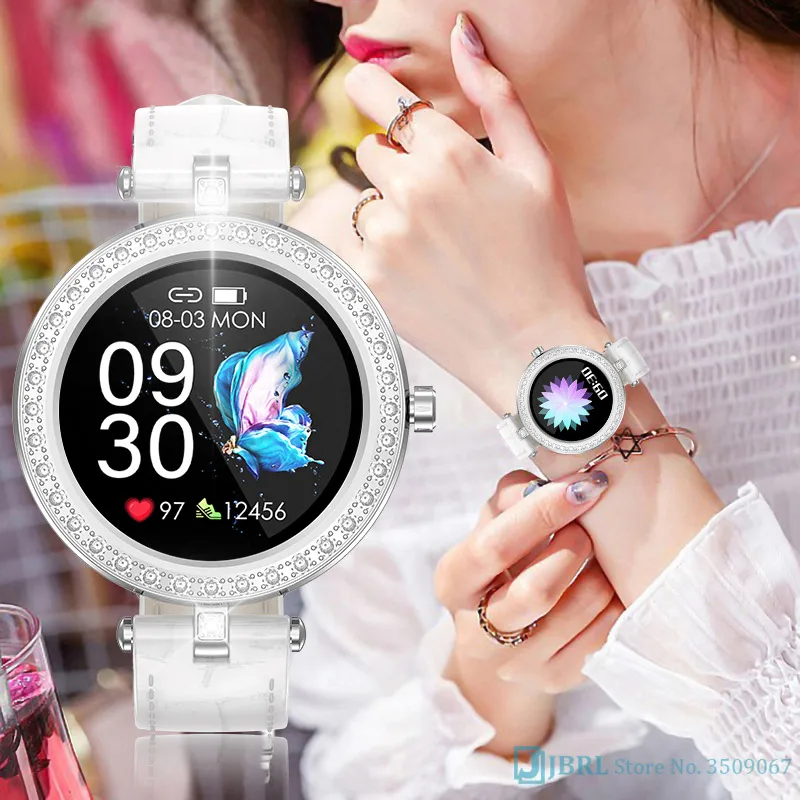 Бриллиантовый Браслет Смарт часы модные женские туфли Smartwatch Водонепроницаемый