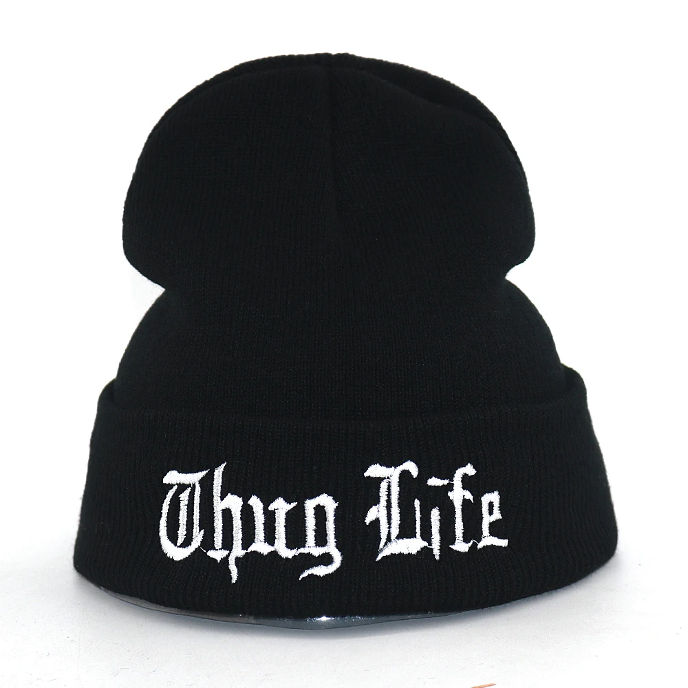 Thug Life шляпа с вышитыми буквами хлопковая Теплая Шапка-бини для осени и зимы