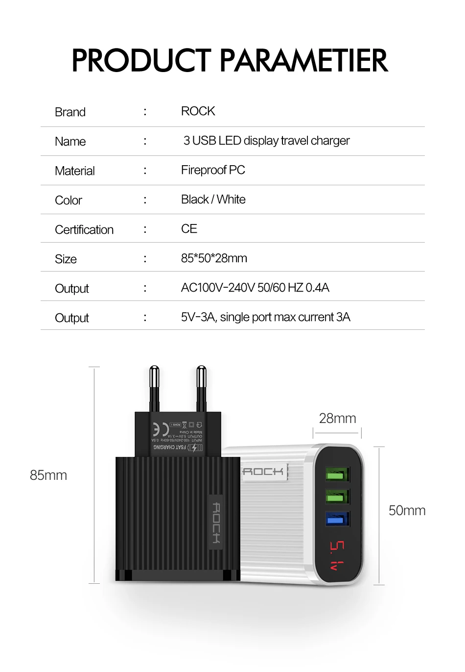 3 порта USB зарядное устройство для телефона с европейской вилкой 3A Max светодиодный смарт-дисплей Быстрая зарядка настенное зарядное устройство адаптер для iPhone iPad samsung