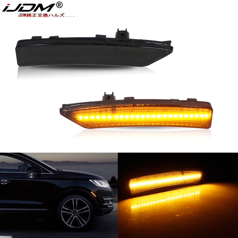 

iJDM Car Amber Yellow Full LED Bumper Side Marker Light For 2015 2016 2017 2018 19 Lincoln MKC Light Turn Signal Light Lamps 12V