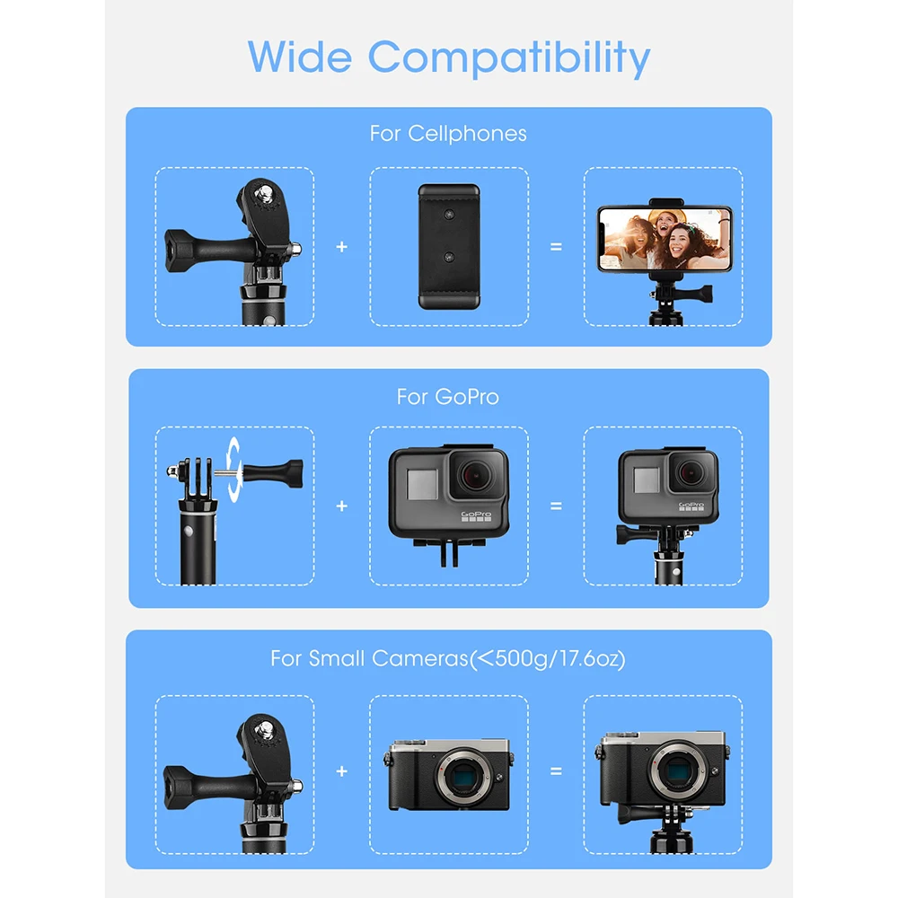 Mpow 074 Bluetooth селфи палка Выдвижная селфи палка штатив со встроенным GoPro разъемом съемный штатив подставка для телефона Селфи