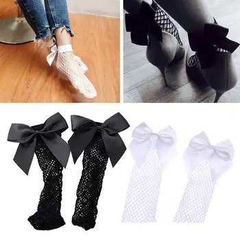

Girls Ankle High Socks Women Fishnet Mesh Fish Net Short Socks with Bownot