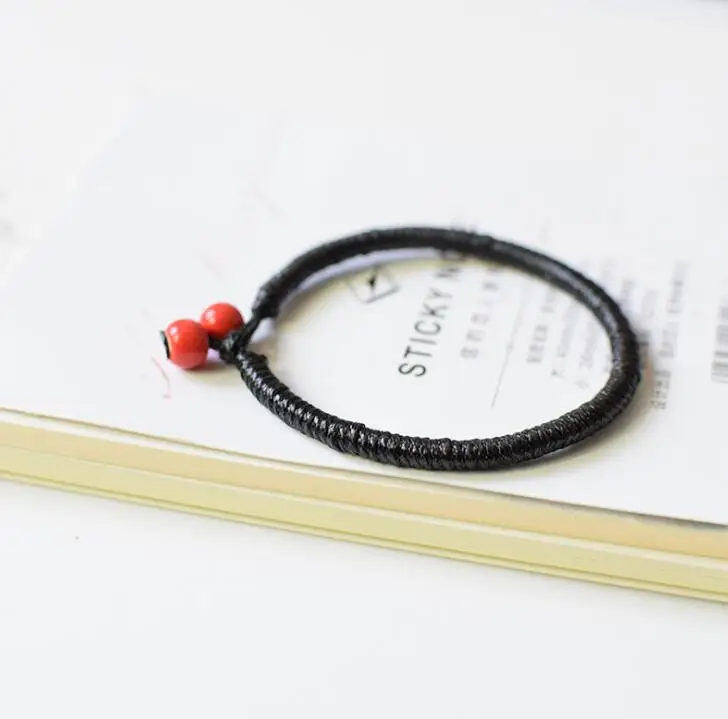 Minimalist Handmade Round String Ceramic Bead Rope Bracelets For Women Man Bohemian Punk Red Black Color Fashion Bangles Jewelry