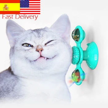 

USA Fast Delivery Pet Toys For Cats Interactive Puzzle Training Turntable Windmill Whirling Toys For Cat Kitten Play Game