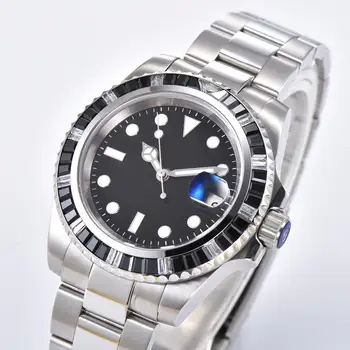 

Watch Men 40mm Sapphire Crystal Glass Automatic Mechanical Watch Crystal Bezel Luminous Waterproof Men's Watch O08
