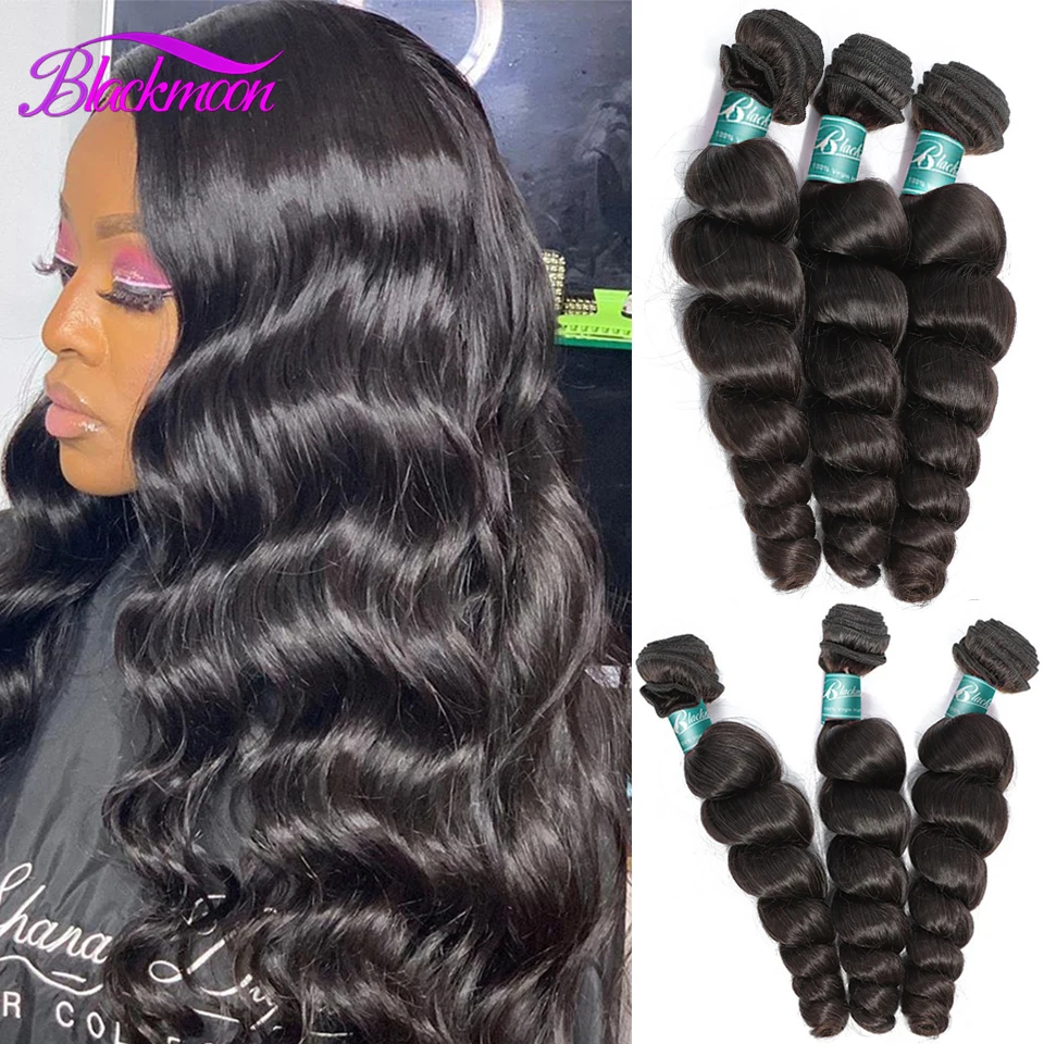 

Peruvian Hair Loose Wave Bundles 100% Remy Human Hair Extensions For Black Women 3 Bundles Deal 8-26Inch Natural Color Remy