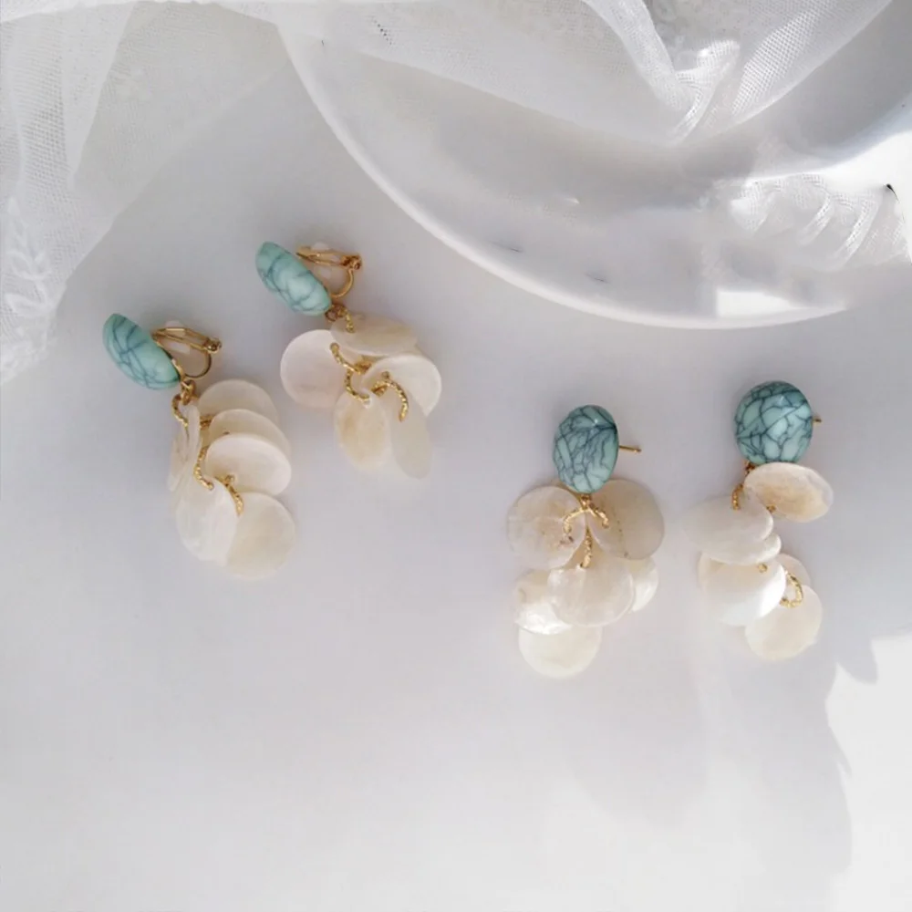 Blue Resin Clip Earrings For Women Geometric Jewelry Bohemian Female Ear Cuff Earings Without Piercing boucle d'oreille femme