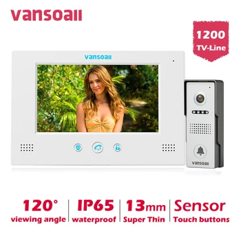 VANSOALL 7'' TFT LCD Wired Video Door Phone Visual Video Intercom Speakerphone Intercom System With Waterproof Outdoor IR Camera jeruan wired 7 video door phone intercom system kit waterproof touch password keyboard access ir camera 700tvl analog camera