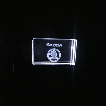 

Crystal Skoda car key Fashion Crystal USB Flash Pen Drive Custom Logo LED Light USB 2.0 4GB 8GB 16GB 32GB Wedding Gift Pendrive