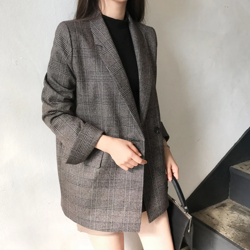 vintage check blazer