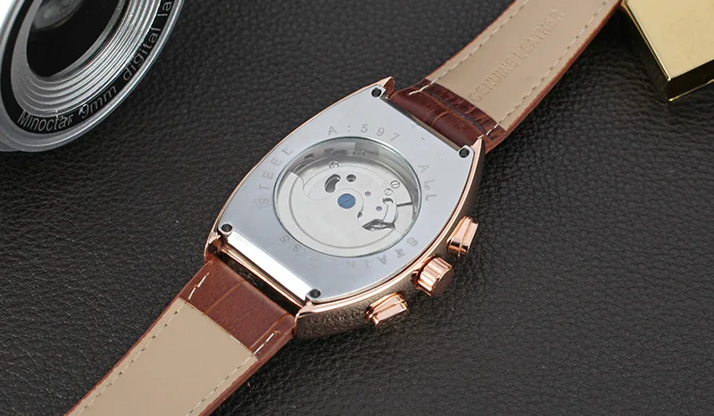 Reloj Hombre классический бренд Tourbillon обёрточная бумага Авто Дата механические часы мужские часы водонепроницаемые автоматические Прямоугольные Наручные часы
