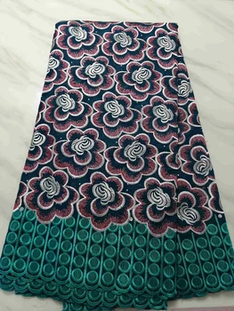 

Hot sale African dry lace fabric high quality Nigerian men cotton polish lace Dubai with stones Swiss voile laces in Switzerland