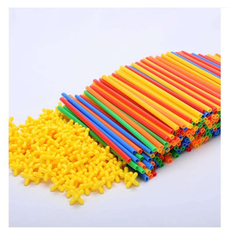 100Pcs Kids Plastic Straws Building Blocks Construction Toys Children Spatial Thinking Games Assembly Toy
