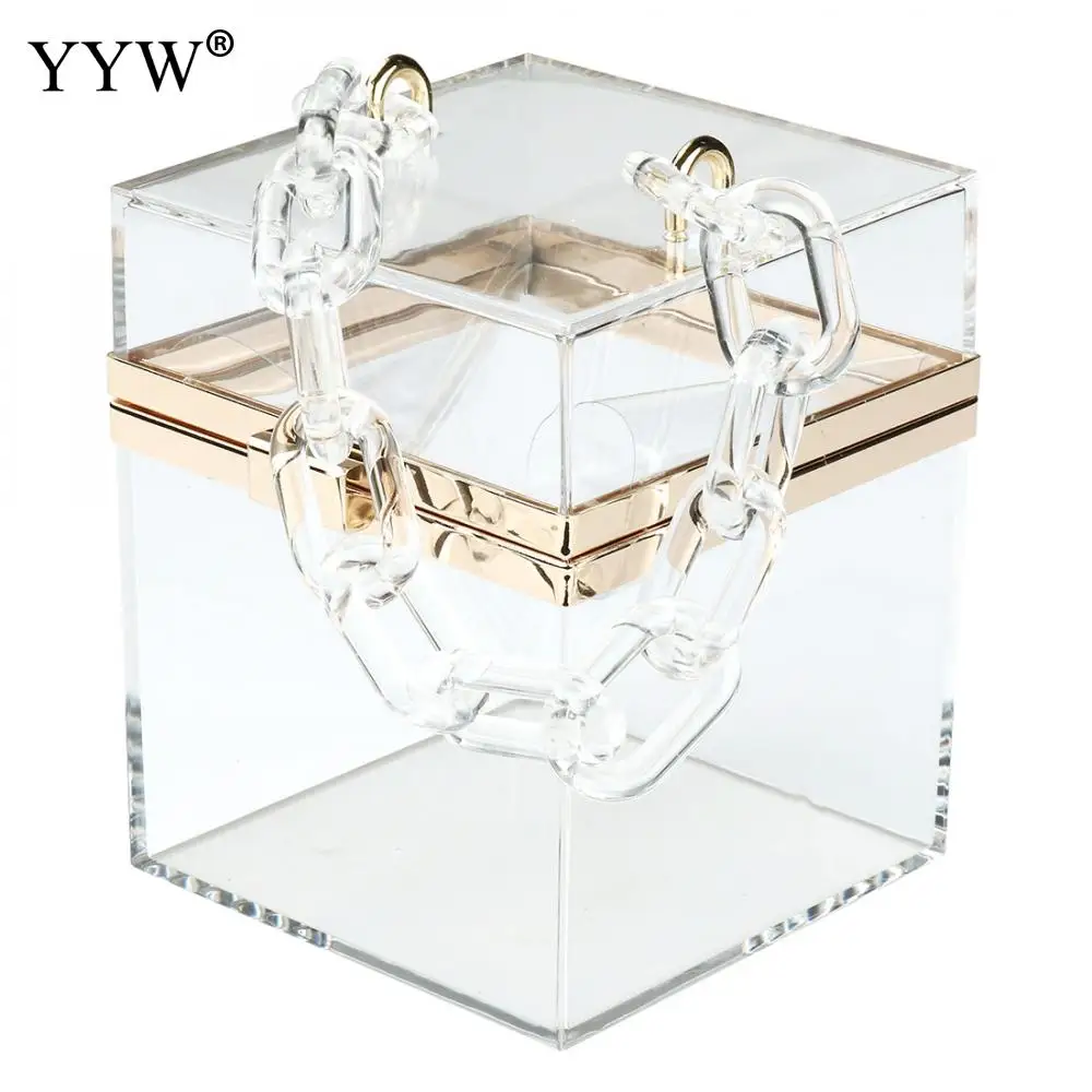 fashion transparent bag design women party purses handbags wedding cocktail tote bag acrylic square box bag shoulder bag bolsa