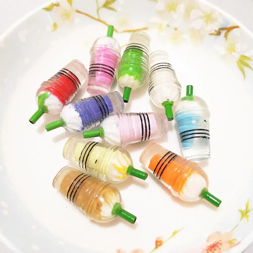 100pcs 13*30mm 3D Drink Bottle Ice Cream Coffee Cup Resin Charms Pendants For DIY Decoration Earrings Key Chains Accessories