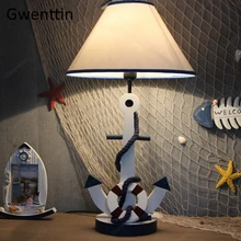 Деревянный якорь Настольная лампа с регулируемой яркостью стоящий стол светодиодные светильники для детской комнаты, спальни, учебы, Luminarias, детский подарок, домашний декор