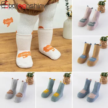 

Balleenshiny Cartoon English Terry Socks Autumn and Winter Three-dimensional Super Thick Kids Socks Infant Baby Socks Cotton