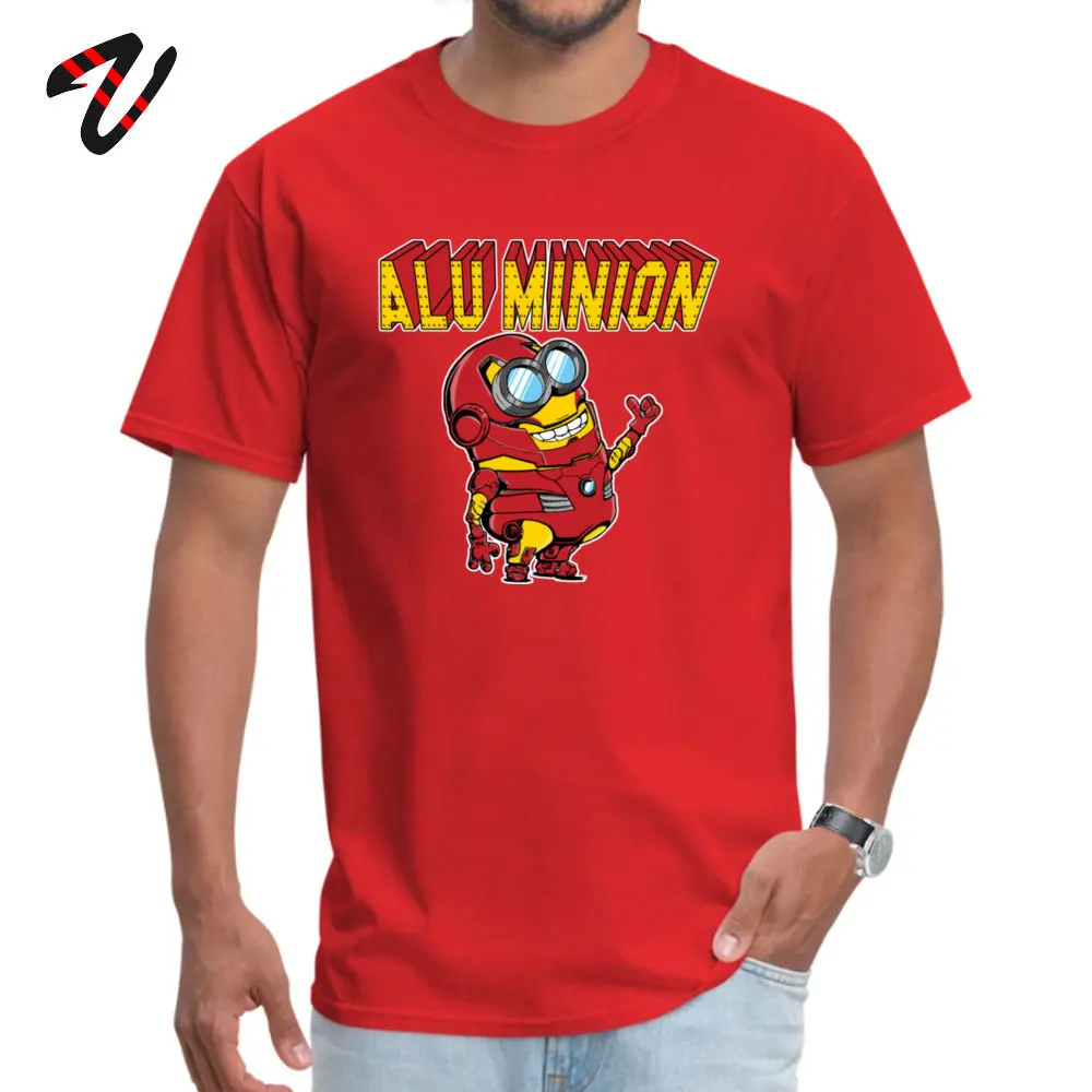Alu_Minion_ Casual T-shirts for Male 100% Cotton Summer/Autumn Tops Tees Unique T Shirt Short Sleeve 2019 New Fashion Crew Neck Alu_Minion_3373 red