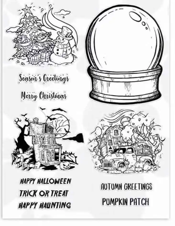 

Snowman Crystal Ball Clear stamp for DIY Scrapbooking/Card Making/Kids Fun Decoration Supplies A2176