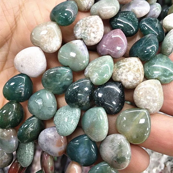 

28PCS Natural Indian Agate Beads Heart Shape Gem Stone Strands Size 14MM For Selling With Best Quality For Bracelets Make