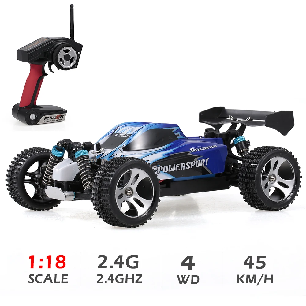 

Wltoys A959 1:18 RC Car 2.4Ghz 4WD Off-Road Car 45KM/H High Speed RC Racing Buggy Car Vehicle RTR Toys for Kids