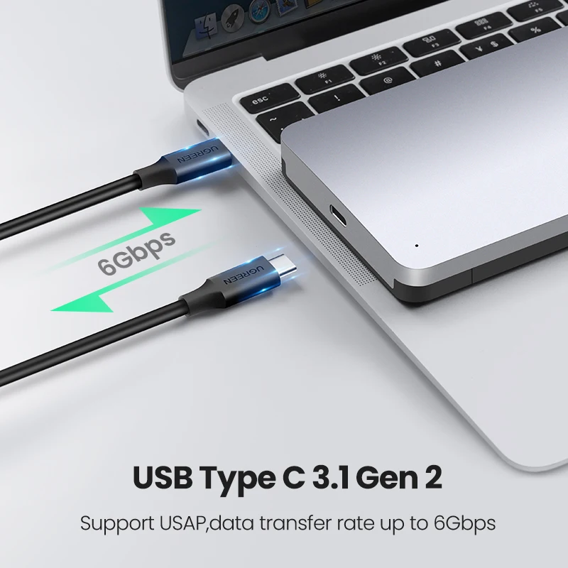 External Hard Drive Case Ugreen HDD Case USB C Hard Drive Enclosure for 2.5" SATA SSD HDD Aluminum USB C to SATA Adapter 3.1 Gen 2 Support UASP