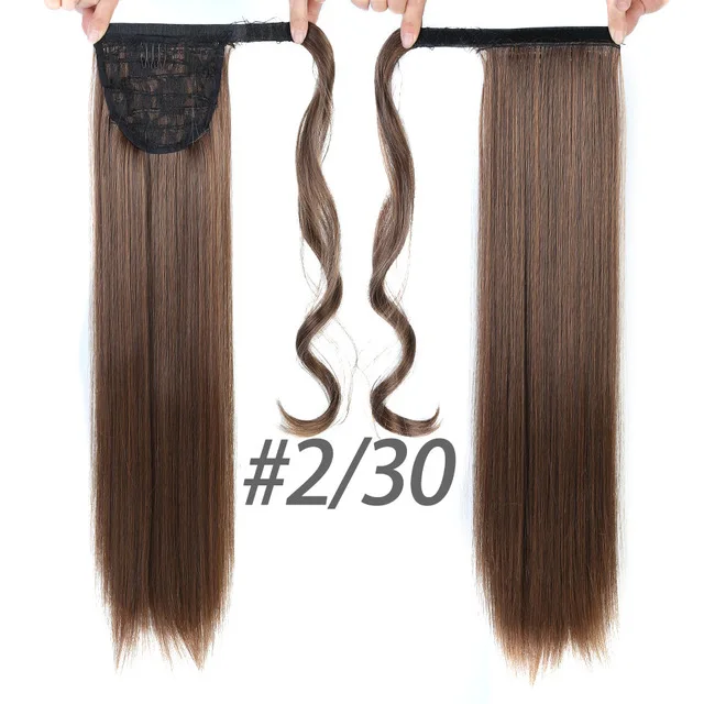 MSTN Модный женский хвостик для наращивания, длинные прямые/кудрявые волосы, обертывание вокруг зажима в конский хвост, волосы для наращивания, головной убор - Цвет: 2130