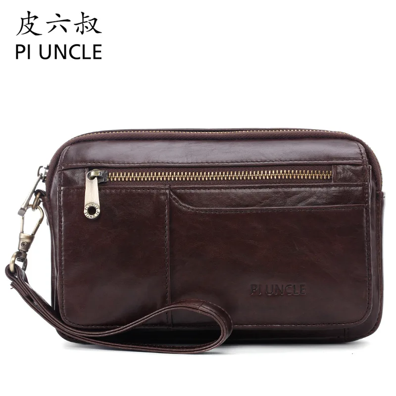 PI UNCLE Brand Gennuine Leather Casual Business Day Clutch Bag Men Envelope Cell Phone Pouch Wallet Case Wristlet Handhold Bags