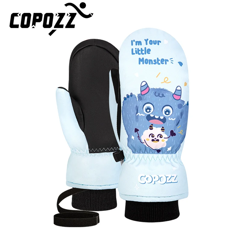 COPOZZ – gants de Ski pour enfants, 3M Thinsulate, garde au chaud au doigt, dessin animé mignon, gants de Snowboard ultralégers imperméables