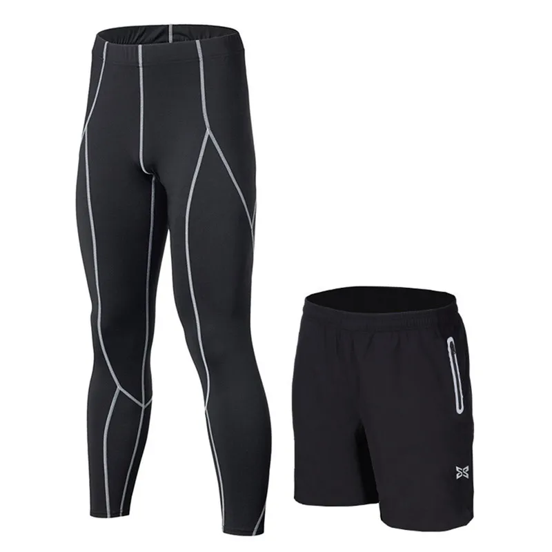Men Running Tights Shorts Pants Sport 