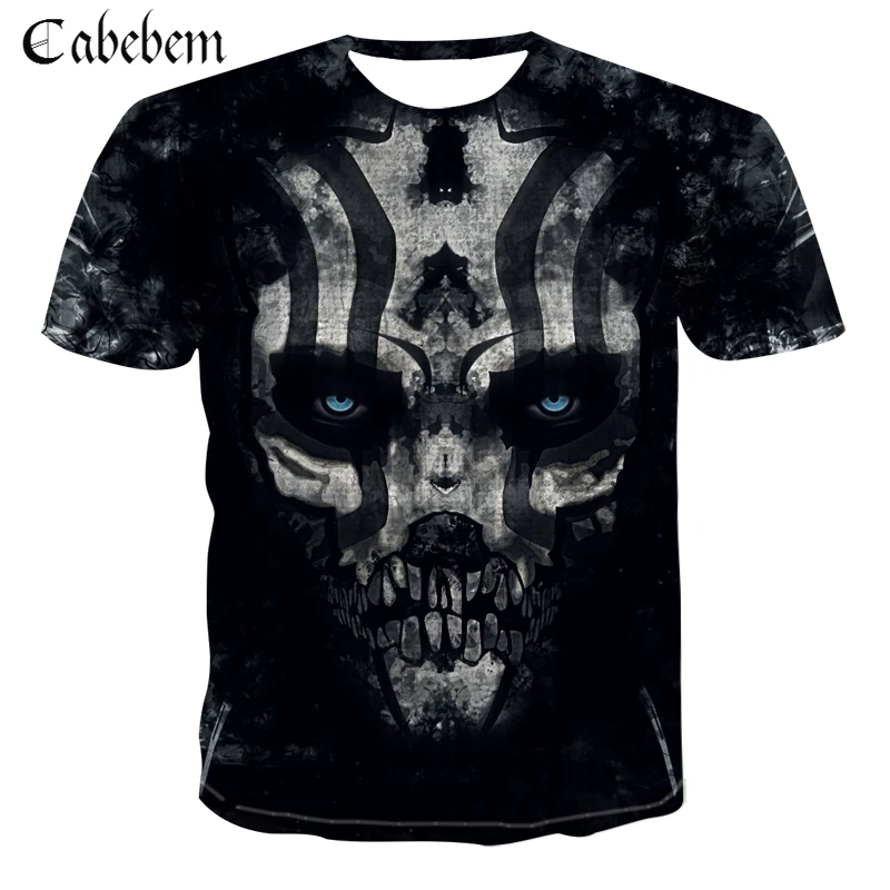 2019 летние новые мужские футболки с 3d принтом черепа повседневные пропускающие