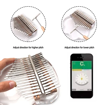 

17 Keys Transparent Kalimba Acrylic Thumb Piano with Tuning Hammer Sticker Keyboards Transparent Tuner Hammer Mini Piano