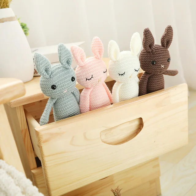 Creative Handmade knitted Rabbit Doll Animal Stuffed Plush Toy Baby Soothing Baby Sleeping Plush Toy Gifts for Kids Birthday 2