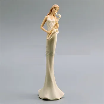 

35.5cm Chinese Style Saxophone Woman Orchestra Band Art Sculpture Figure Statue Resin Craft Home Decoration Birthday Gift R3367