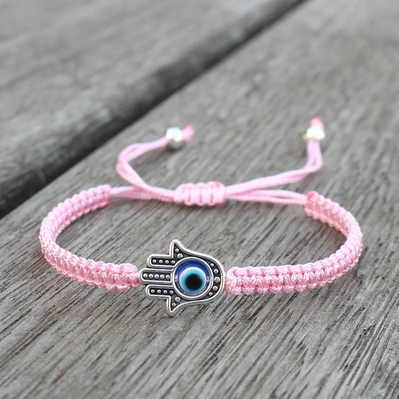 Bracelet Jewelry Handmade Adjustable Braided Rope Lucky Fatima Hamsa Hand Evil Eye Charm For Women Men Couple