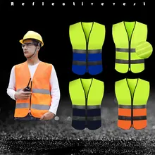 Унисекс Высокая видимость светоотражающий жилет безопасности строительство дорожного движения Рабочая Униформа Предупреждение Спецодежда