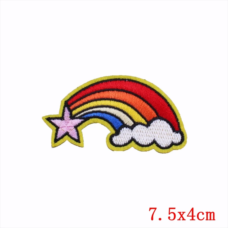 Prajna Hippie Unicorn Patches Embroidered Patches For Clothing DIY Magic Rainbow Stripes Iron On Patches For Kids Cloth Applique 