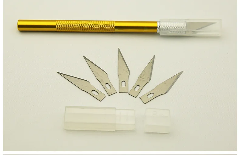 Metal Scalpel 5 Blades Knife Wood Paper Cutter Craft Pen Knives Engraving Knife DIY Repair Hand Tools Stationery Manicure Tool