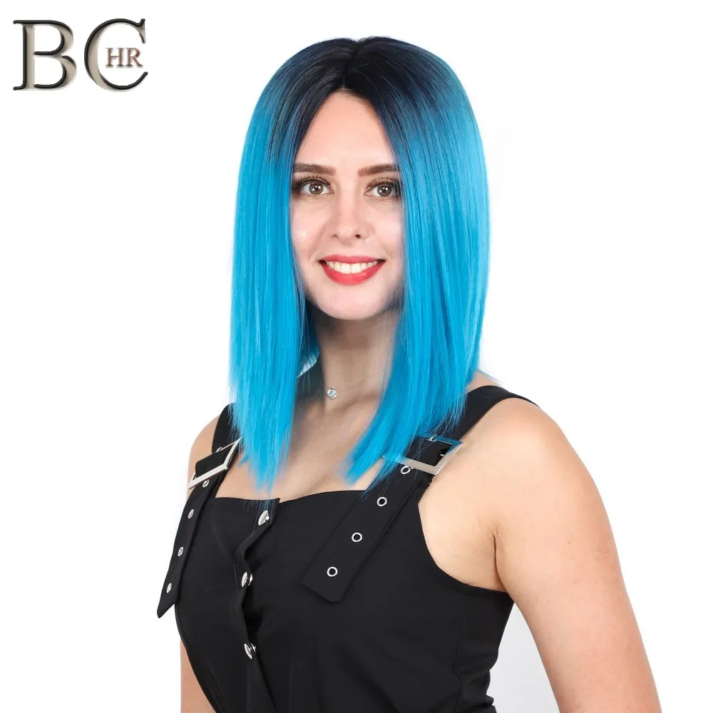 BCHR Ombre Bob 13*4 синтетический кружевной передний парик темно-корень синий парик для женщин косплей парик