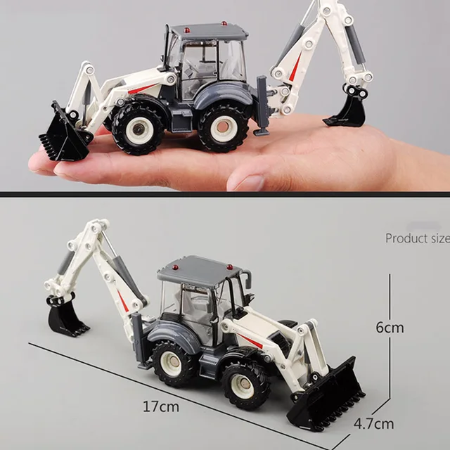 Alloy Diecast Excavator 1:50 4 Wheel Shovel Loader Two-Way Forklift Bulldozer Back Hoe Loader Truck Model For Kids Gift Toys 6