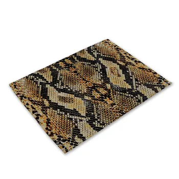 

Snakeskin Pattern Kitchen Placemat Crocodile Skin Dining Table Mat Tea Coaster Cotton Linen Pad Bowl Cup Mats Home Decor