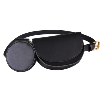 

Women New Waist Bag Belt Pack Pu Leather Phone Pouch Bags Ladies Pockets Zipper Round Decorative Semi-circular Purse Waist Packs