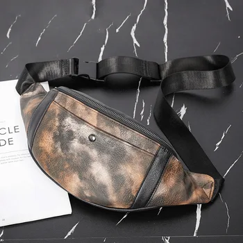 

Xiao.p Fashion Men's Vintage High quality Pu Leather Waist Bag Zip Pocket Pack Casual Functional Money Phone Belt Male Bag