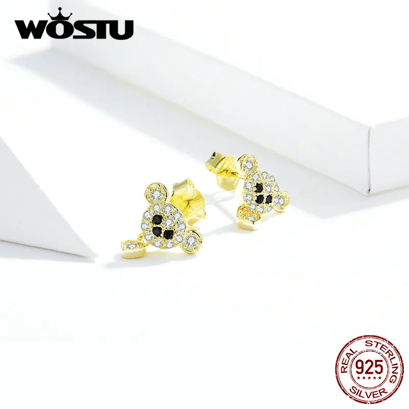 WOSTU новый дизайн 100% Стерлинговое Серебро 925 пробы женские серьги с черными